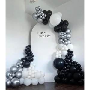 Set 10 Baloane din Latex Metalizate, Flippy, Model Party, Alb, Argintiu, 23 cm, 2.2 g - Img 4