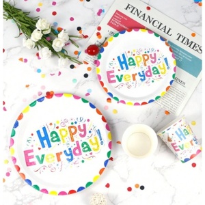 Set 10 Farfurii Happy Everyday, Flippy, 17 cm, din Hartie 300 g, Multicolor - Img 2