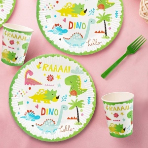 Set 10 Farfurii Petrecere, Flippy, Colectia Dino Park, 23 cm Diametru, din Carton, Multicolor - Img 3
