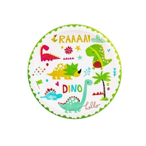 Set 10 Farfurii Petrecere, Flippy, Colectia Dino Park, 23 cm Diametru, din Carton, Multicolor - Img 1