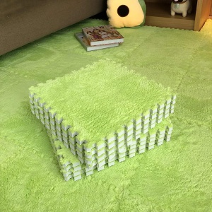 Set 10 Piese Covor tip Puzzle, Flippy, Spuma EVA, Pufos, 30 x 30 x 1 cm, Verde - Img 3
