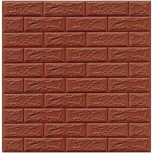 Set 10 Placi Tapet 3D, Flippy, 35 x 38 cm, Grosime 3 mm, din Polietilena, Model Caramida, Suprafata acoperita 1.33 mp, Maro - Img 2
