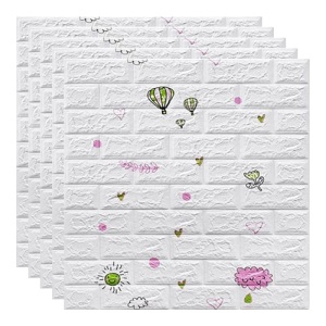 Set 10 Placi Tapet 3D, Flippy, 70 x 77 cm, Grosime 3 mm, din Polietilena, Tip Caramida, Model cu Baloane, Suprafata acoperita 5.3 mp, Alb - Img 2