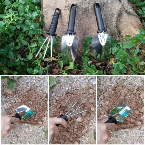Set 10 Unelte de Gradina, Flippy, pentru Plantare Prelucrare Sol si Ingrijire Plante, Manere Negre, Material PVC si Otel Inoxidabil, Cutie Inclusa, 37x28x7 cm, Negru - Img 6