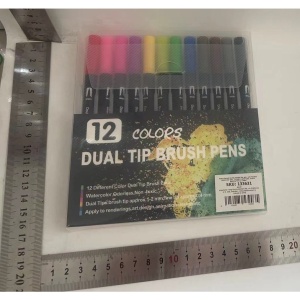 Set 12 Carioci, Flippy, pe Baza de Apa, 2 Tipuri de Varf, 1-2 mm, 0.4 mm, Corp Carioca Negru, din Plastic, Multicolor - Img 6