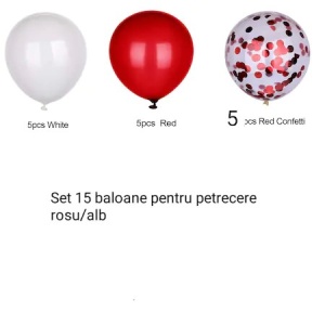 Set 15 baloane pentru petrecere, Flippy, alb/rosu, 30 cm - Img 5