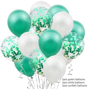 Set 15 baloane pentru petrecere, Flippy, alb/verde, 30 cm - Img 2