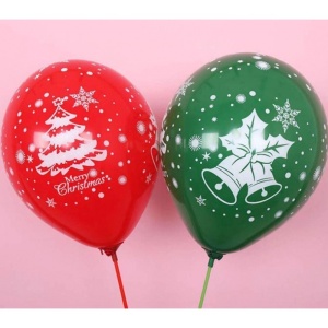 Set 16 Baloane din Latex, Flippy, Model Merry Christmas, Tematica Craciun, 25 cm, Verde Rosu - Img 9