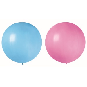Set 2 Baloane din Latex, Flippy, Model Party Jumbo, 90 cm, Roz si Bleu, 35 g - Img 1
