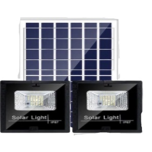 Set 2 proiectoare LED SMD 30W cu incarcare solara Flippy, panou solar, cu telecomanda, suport prindere, material ABS, 1.2AH, 200LED-uri, 13x13.5 cm, negru - Img 2