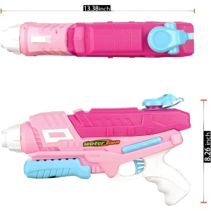 Set 2x Pistol cu Apa pentru Copii, Rezervor, Pentru Piscina/Plaja, Flippy, 6ani+, Roz + Albastru, 600 ML - Img 2