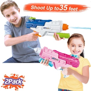Set 2x Pistol cu Apa pentru Copii, Rezervor, Pentru Piscina/Plaja, Flippy, 6ani+, Roz + Albastru, 1200 ML - Img 6