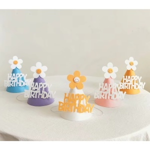 Set 3 Coifuri Happy Birthday, Flippy, pentru Petrecere, Tematica Aniversare, cu Floare din Spuma, Multicolor - Img 3