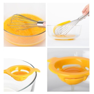 Set 3 ustensile pentru bucatarie Flippy, 2 teluri, un separator oua, inox/silicon, Galben - Img 3