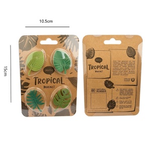 Set 4 Magneti de Frigider, Flippy, Model Frunze, din ABS si Magnet, Verde - Img 5