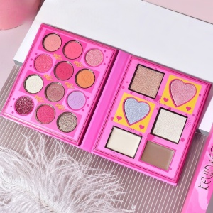 Set 4 Produse de Machiaj, KEVIN &amp; COCO, Pink Loving-heart Leopard Girl, 18 culori, 20.5 x 18.2 x 2.2 cm - Img 5