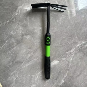Set 4 Unelte de Gradina Flippy, pentru Plantare, Prelucrare Sol si Ingrijire Plante, Material PVC Carbon, Grebla, Sapaliga cu Cap Dublu, Lopata Mica, Lopata Lata, 43 x 11 cm, Negru/Verde - Img 6