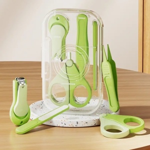 Set 4in1 de Ingrijire Unghii pentru Bebelusi, Flippy, Cutie de Depozitare Texturata, 0-6 Ani, 13.6x8x2 cm, Verde - Img 2