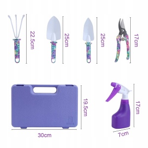 Set 5 accesorii pentru gradinarit Flippy, geanta depozitare inclusa, otel inoxidabil, 38 x 29 cm, mov - Img 4