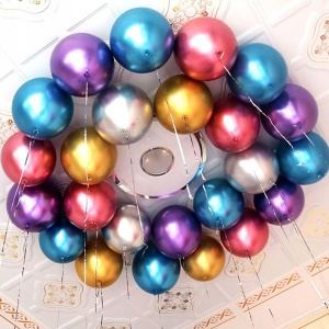 Set 50 Baloane din Latex Chrome, Flippy, Model Party, 23 cm, Multicolor, 2.2 g - Img 5