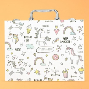 Set 53 Piese pentru Desen si Pictura, Flippy, Tip Servieta, Model Unicorni, 30 x 24 x 5.4 cm, Multicolor - Img 2