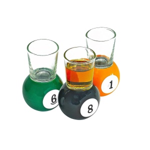 Set 9 pahare de shot Flippy, cu suport tip bila de biliard, detasabil, 30 ml, din sticla, 17 x 17 x 10 cm, multicolor - Img 6