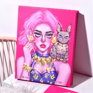 Set 9 Produse de Machiaj, KEVIN & COCO, Cool Girl and Cat, 35 de culori, 21.5 x 16.8 x 3 cm - Img 2