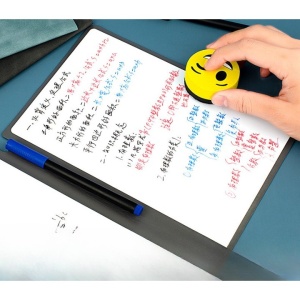 Set Agenda A5 Reutilizabila cu Pagini Tip Tabla, Agenda Pagini Albe cu Stergere Uscata, 3 Markere, 1 Burete și 1 Laveta de sters, Portabila, 24 x 16.5 cm, Coperta Piele, Albastru - Img 3