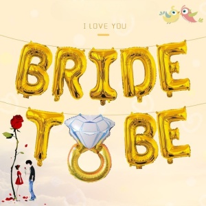 Set Baloane din Folie Metalizata, Flippy, Model Bride to Be cu Inel de Logodna, Litere de 40 cm, Baloane Party, Ambalaj Individual, Pai Inclus, Umflare cu Aer sau Heliu, Auriu - Img 7