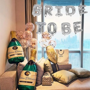 Set Baloane din Folie Metalizata, Flippy, Model Bride to Be, Litere de 40 cm, Baloane Party, Ambalaj Individual, Pai Inclus, Umflare cu Aer sau Heliu, Argintiu - Img 3