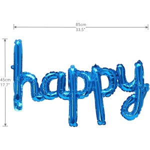 Set Baloane din Folie Metalizata, Flippy, Model Happy Birthday, 45x85 cm, 45x124cm, Baloane Party, Ambalaj Individual, Pai Inclus, Umflare cu Aer sau Heliu, Albastru - Img 3