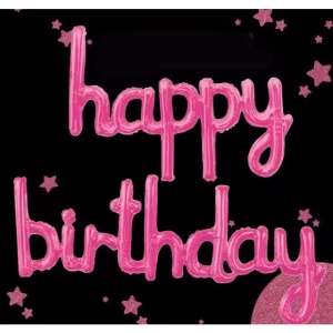 Set Baloane din Folie Metalizata, Flippy, Model Happy Birthday, 45x85 cm, 45x124cm, Baloane Party, Ambalaj Individual, Pai Inclus, Umflare cu Aer sau Heliu, Roz - Img 4