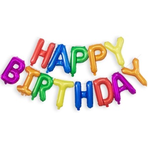 Set Baloane din Folie Metalizata, Flippy, Model Happy Birthday, Litere de 40 cm, Baloane Party, Ambalaj Individual, Pai, Ata si Adeziv Incluse, Umflare cu Aer sau Heliu, Multicolor - Img 6