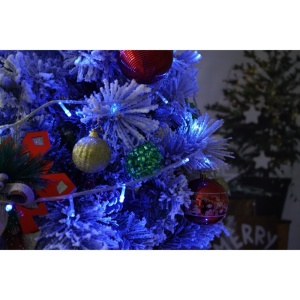 Set brad artificial de Craciun si elemente decorative, nins, decorat cu conuri pin, pentru interior/exterior, inaltime 210 cm, diametru 131 cm, 630 ramuri, Flippy, alb/verde, suport metalic inclus - Img 6