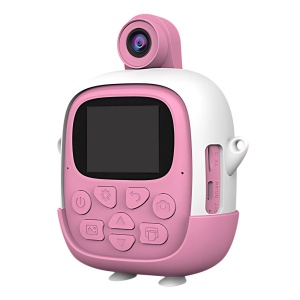 Set Camera Instantanee pentru Copii, Flippy, Ecran HD 2.4'', 24MP, 720P Video, 1200 mAh, cu Functie de Printare Alb-Negru, cablu USB-C, Bluetooth, Compatibil iOS/Android, Imprimare APP, Model Iepure Emoji, Roz - Img 9