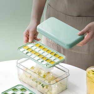 Set Cutie pentru Gheata, Flippy, Uz Casnic, 1 Tavita pentru Cuburi, Capac Etans, Lopata, 23.5x13.3x10 cm, Verde - Img 8