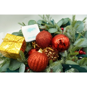 Set de 20 ornamente de brad, Flippy, de tip Glob, Rosu/ Auriu, din polistiren, cu finisaj sclipitor , cutie 6 cm adancime x 29 cm lungime x 24 cm inaltime - Img 4