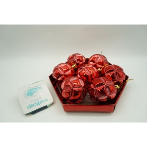 Set de 28 ornamente de brad, Flippy, de tip Glob, Rosu, din polistiren, cu finisaj sclipitor , cutie 18 cm adancime x 22 cm inaltime x 18 cm lungime) - Img 4