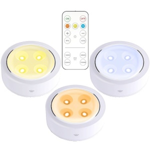 Set de 3 Lampi Led Flippy, Fara Fir, Cu Baterii, 3 Culori de Lumina, cu Telecomanda, din Plastic, Alb - Img 2