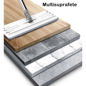 Set de curatenie Flippy, mop si galeata, galeata 6 l, 2 rezerve microfibra incluse, design modern, pentru interior, material plastic, peri sintetici, plat, cu storcere, bej - Img 8