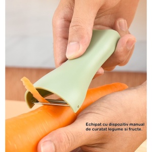 Set foarfeca pentru bucatarie Flippy, curatator legume tip suport, multifunctional, spargator nuci, material ABS si otel inoxidabil, maner ergonomic, 16.8 x 7.8 x 1 cm, verde - Img 5