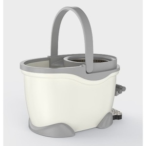 Set Galeata cu Pedala si Mop Rotativ 360°, Flippy, Cu Actiune Centrifuga x4, Pentru Uz Casnic, Maner din Otel Inoxidabil Telescopic, 2 Capte din Bumbac, 46x30x28 cm, Alb Ivoir - Img 8