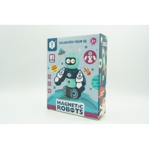 Set inteligent de blocuri magnetice pentru copii, 7 piese, cutie depozitare, robotel, albastru - Img 2