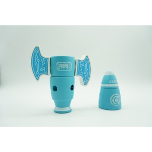 Set inteligent de blocuri magnetice pentru copii, 8 piese, cutie depozitare, racheta, albastru - Img 10