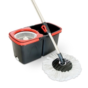 Set mop rotativ cu galeata Flippy, material plastic si microfibra, rezistent, cu dop scurgere, vas detasabil, pentru interior, capacitate 8 l, negru/rosu - Img 5