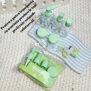 Set Recipiente pentru Cosmetice, Flippy, 5 Piese, cu Gentuta, pentru Calatorii, Reutilizabile, Verde, Material Plastic, 40 ml, 10g - Img 3