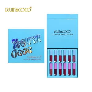 Set Rujuri de Buze, KEVIN & COCO, 12 Culori, 17x14.8x2.9 cm, Diferite Nuante, LipGloss, Albastru - Img 4