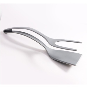 Spatula Multifunctionala tip Cleste, Flippy, Silicon, pentru Alimente, Carne, Paine, Gri - Img 1