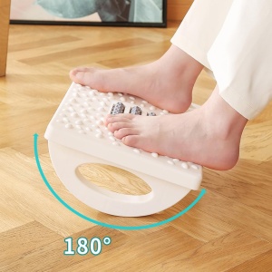 Suport Ergonimic pentru Picioare, Flippy, Plastic, cu Role de Masaj pentru Talpi, pentru Birou, Usor de Transportat, Detasabil, 33.5x24x12 cm, Alb - Img 7