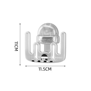 Suport Multifunctional Dublu, Pahar si Suport pentru Periuta de Dinti, Flippy, Plastic, 11 cm x 11.5 cm, Gri - Img 9
